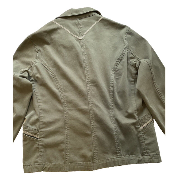 Travel Smith Canvas Jacket Womens Medium Green Cotton Cargo Utility Jacket - Picture 7 of 16